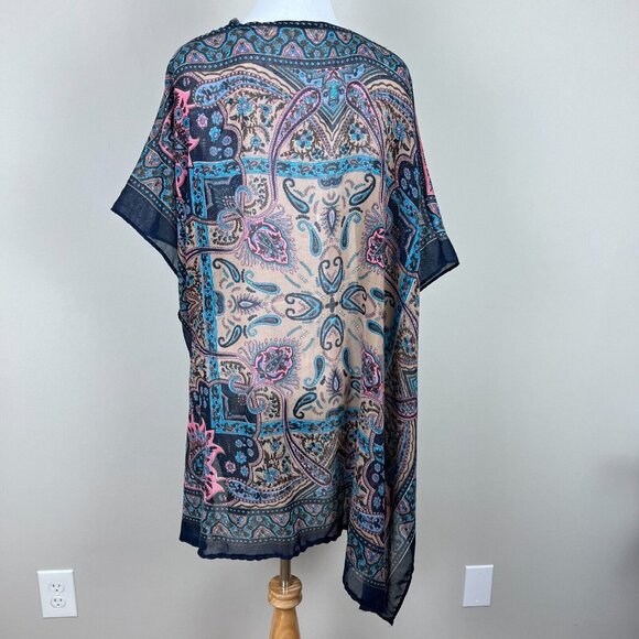 Soft Surroundings Kimono Topper One Size Colorful Floral Paisley Lightweight‎ - Picture 7 of 12